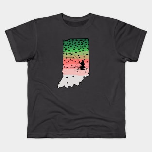 Rainbow Trout Fly Fish Indiana Fly Fishing Fisherman Gifts Kids T-Shirt